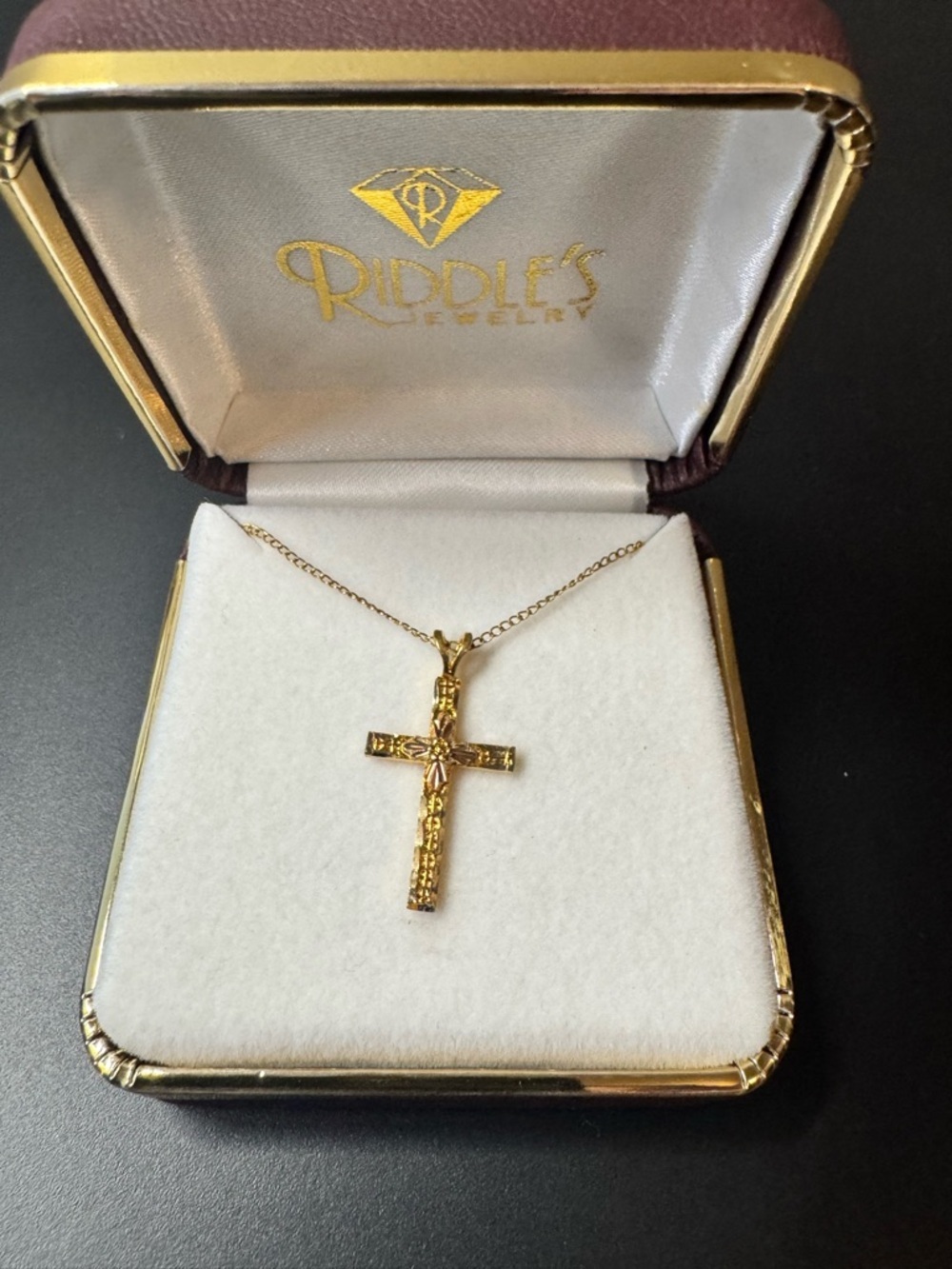 10k Black Hills Gold Cross Pendant Necklace